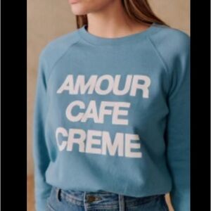 Sezane Blue Amour Cafe Creme Sweater